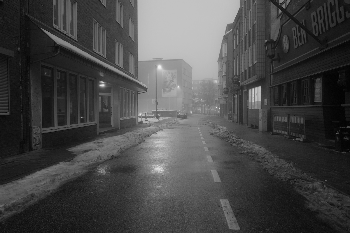 Street on a foggy morning